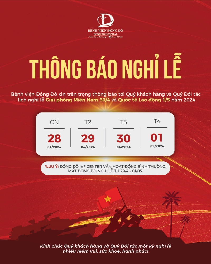 THÔNG BÁO LỊCH NGHỈ LỄ 30/4 & 1/5
